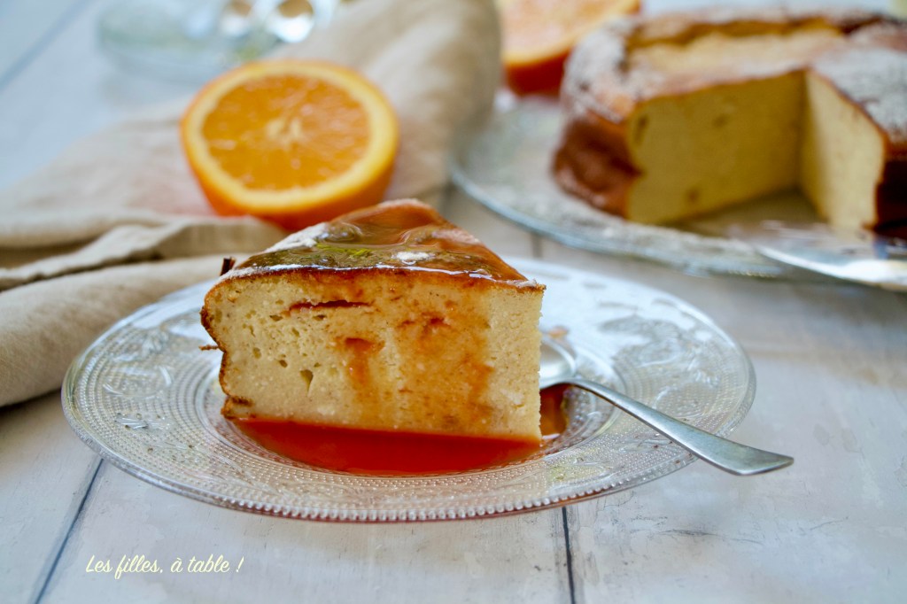 Flan au brocciu et coulis d'orange sanguine