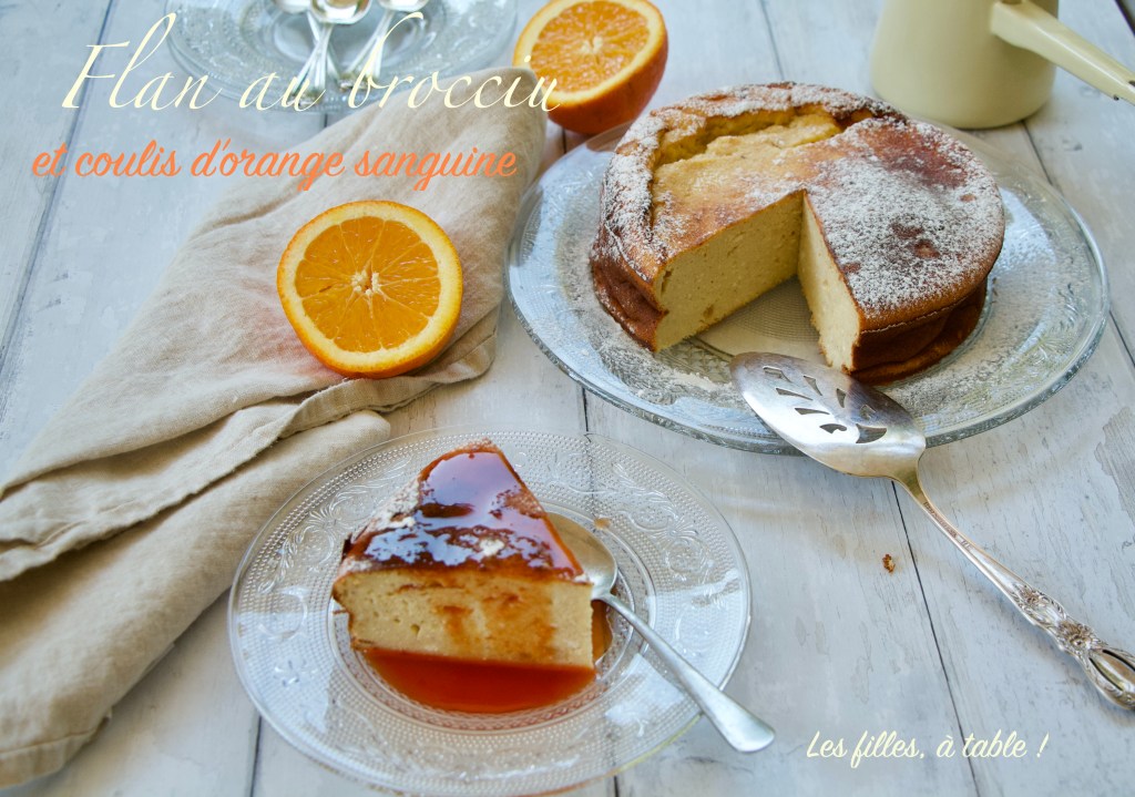 Flan au brocciu et coulis d'orange sanguine