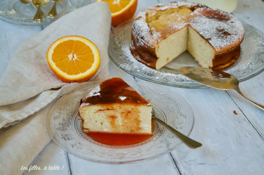 Flan au brocciu et coulis d'orange sanguine