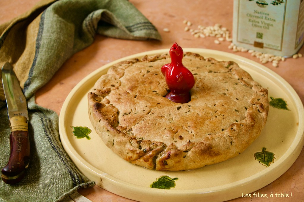 Tourte aux blettes, pommes de terre et raisins secs