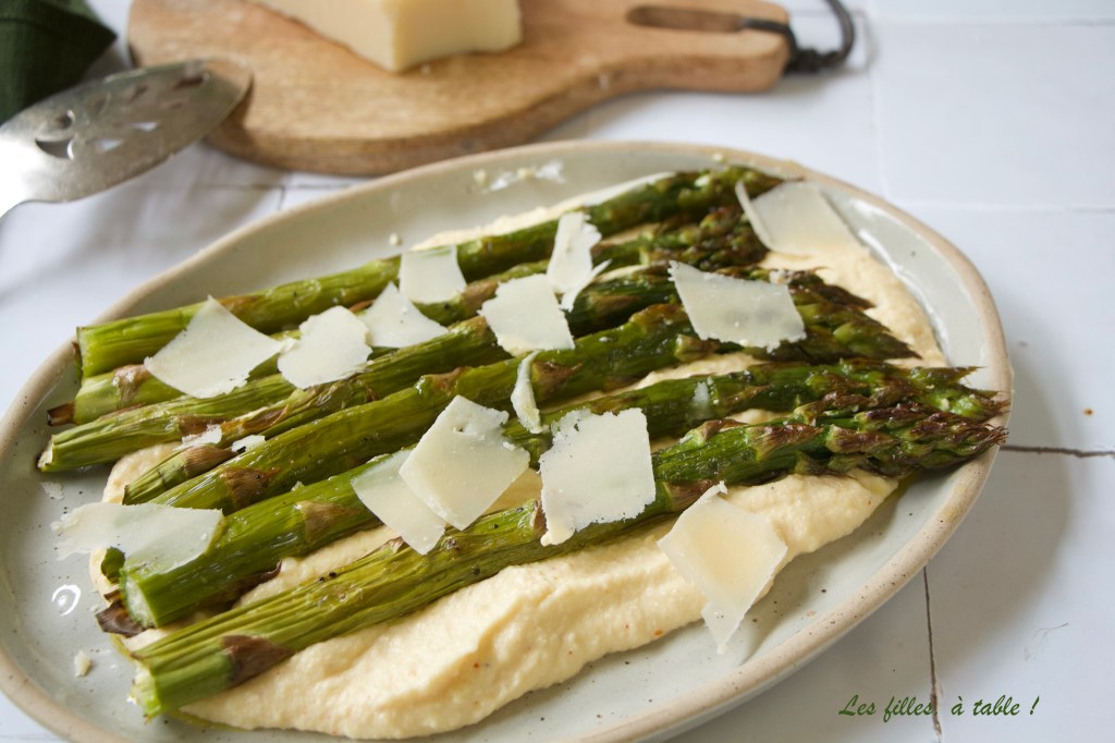 Asperges rôties, crème de parmesan