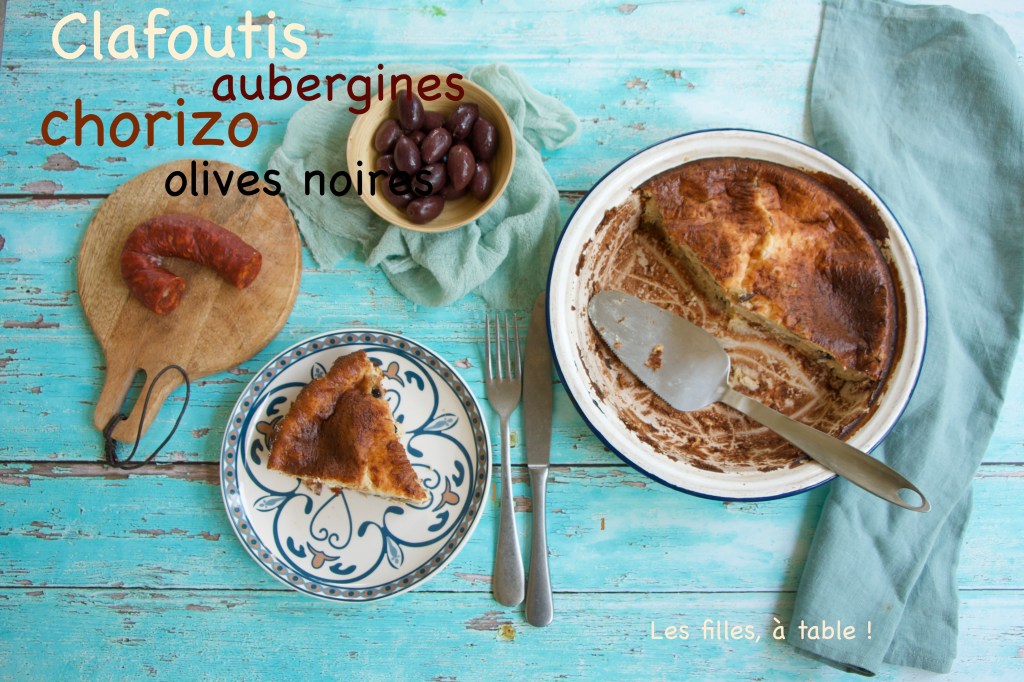 Clafoutis aux aubergines, chorizo et olives