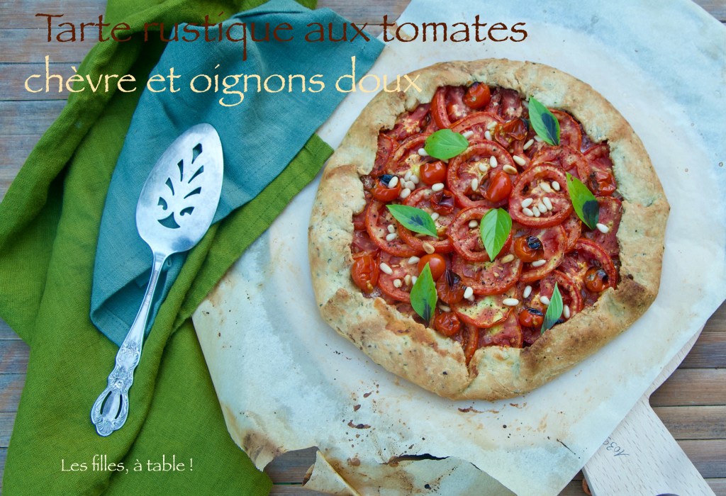 Tarte rustique aux tomates, chèvre frais et oignons doux