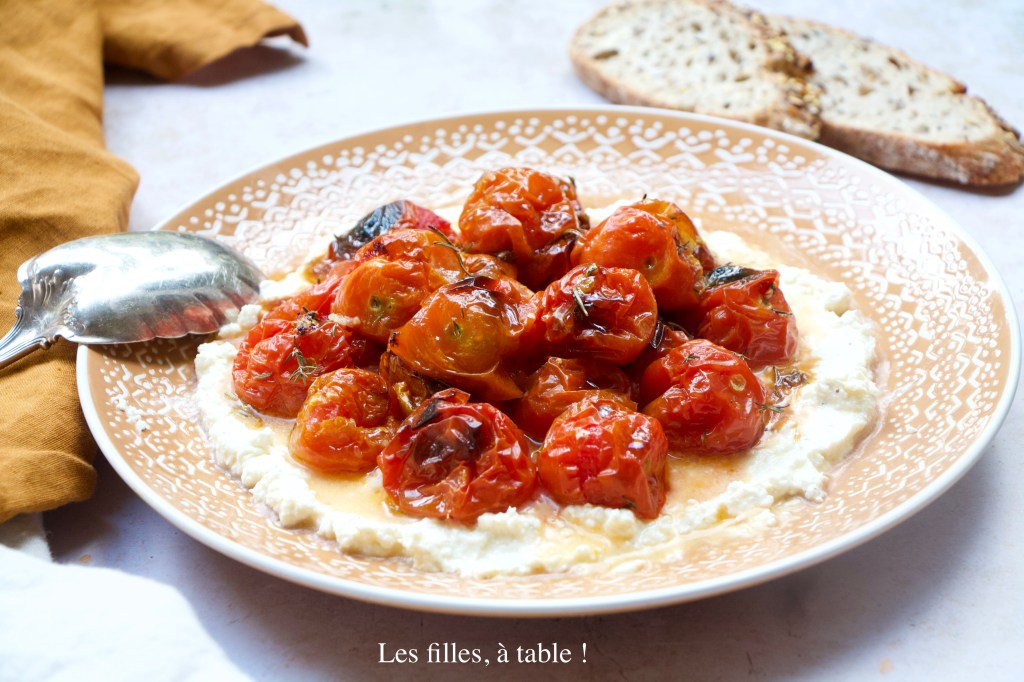 Tomates rôties, crème de feta