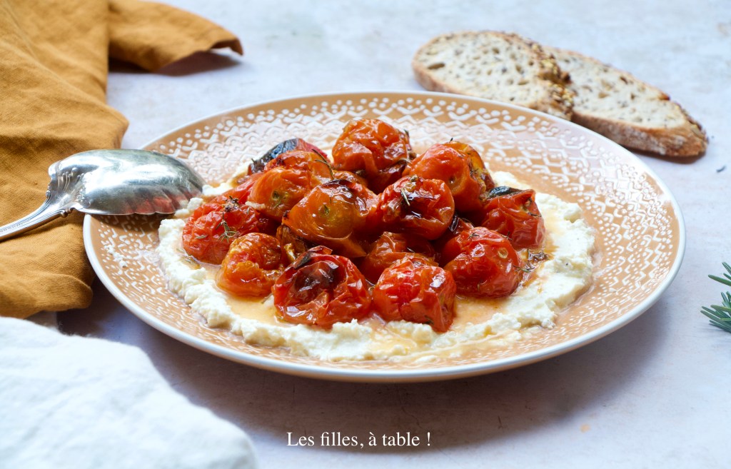 Tomates rôties, crème de feta