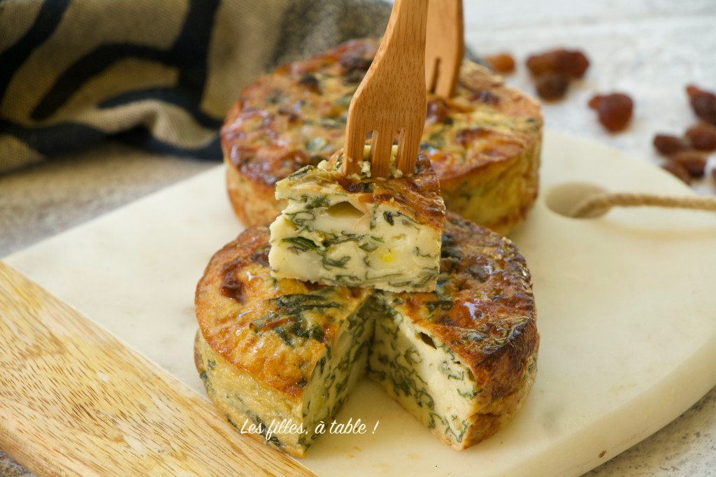 Clafoutis aux blettes, scamorza et raisins secs