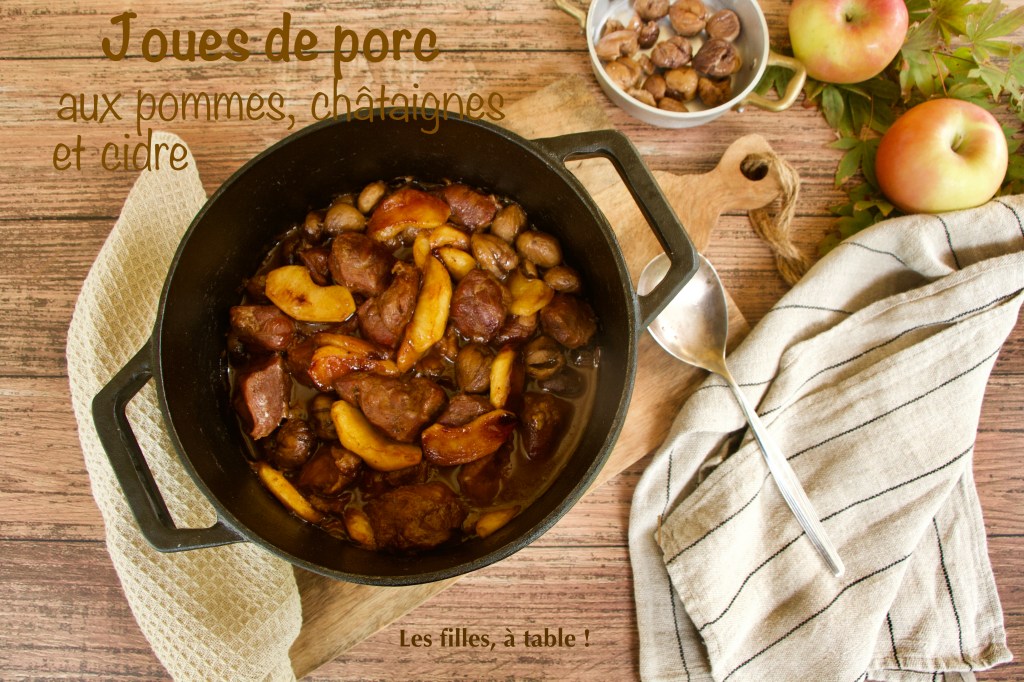 Joues de porc aux pommes, châtaignes et cidre