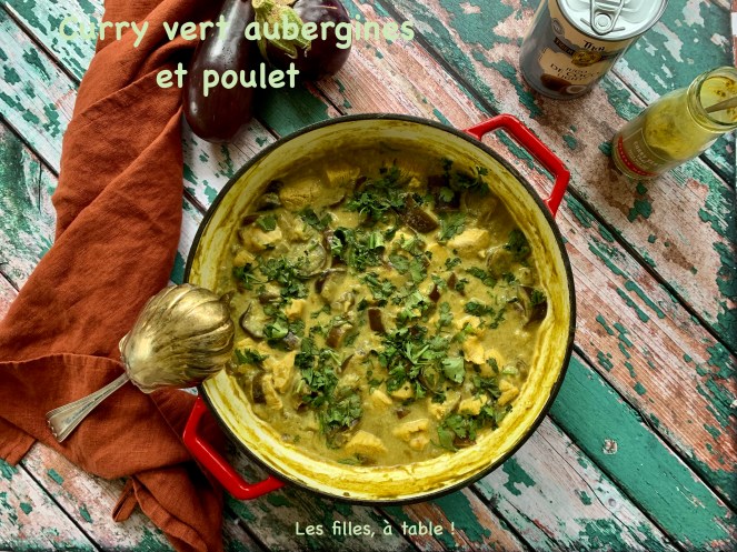 Curry vert aubergines et poulet