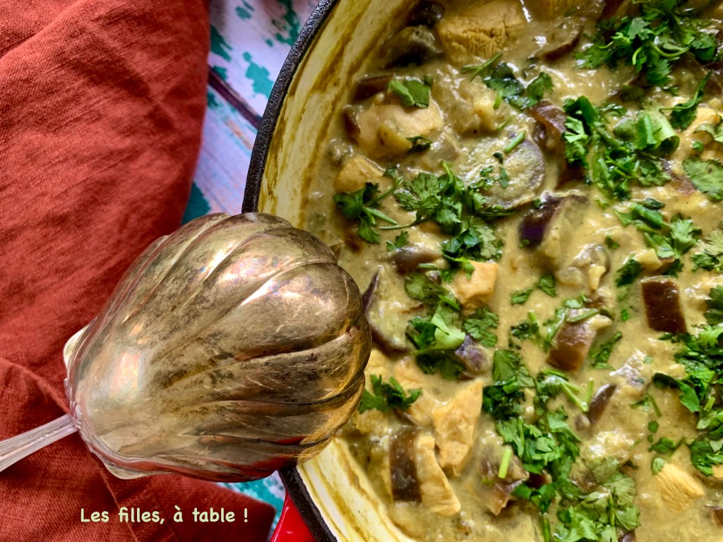 Curry vert aubergines et poulet