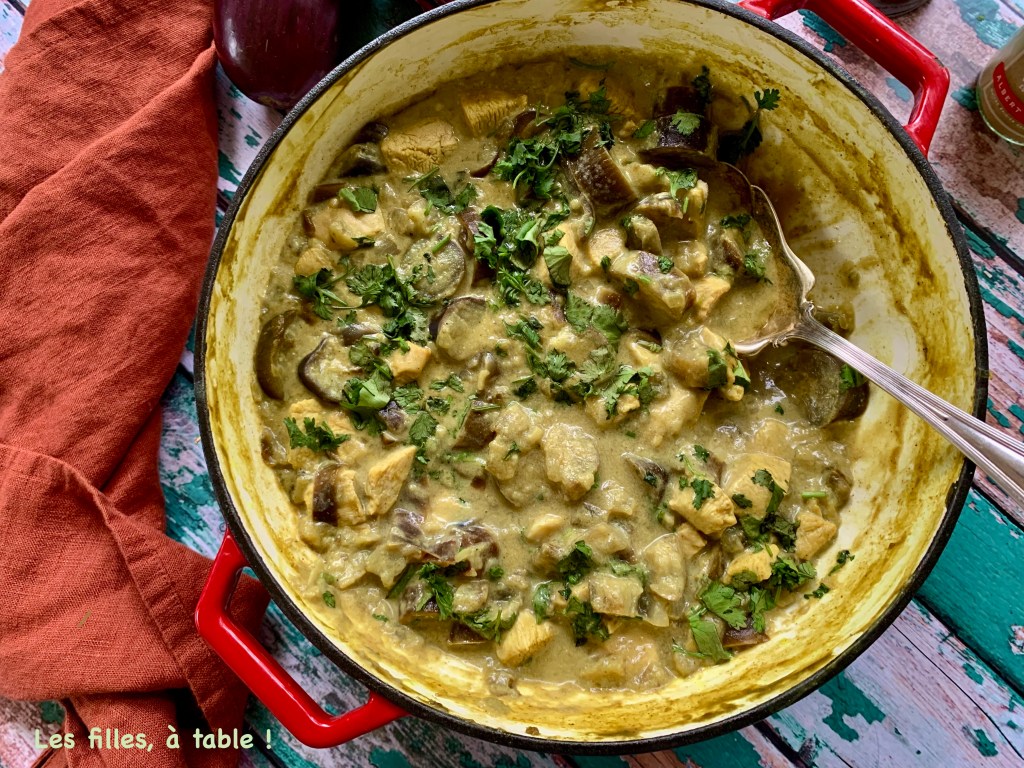 Curry vert aubergines et poulet