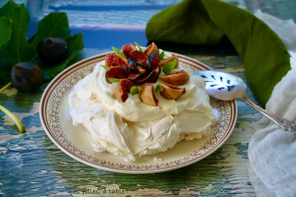 Pavlova aux figues, chantilly verveine citronnelle