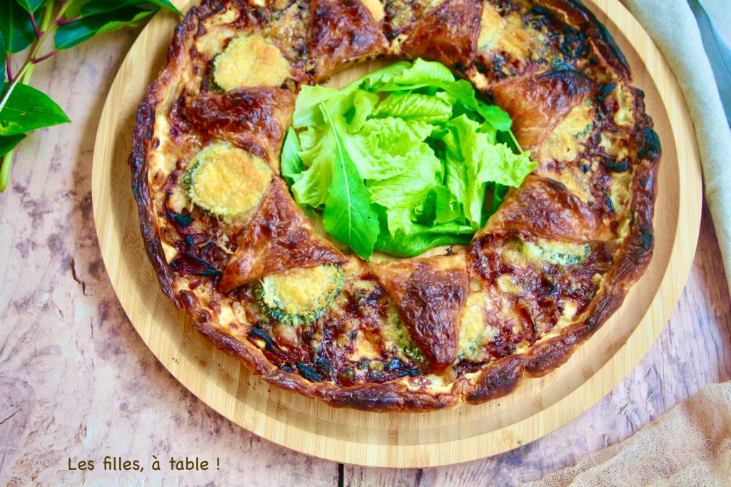 Tarte aux oignons, chèvre et miel