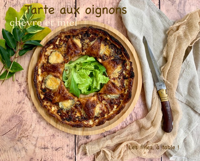 Tarte aux oignons, chèvre et miel