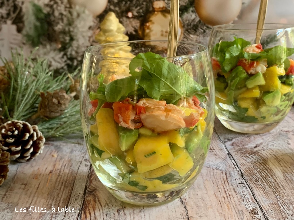 Verrines de homard, mangue et avocat
