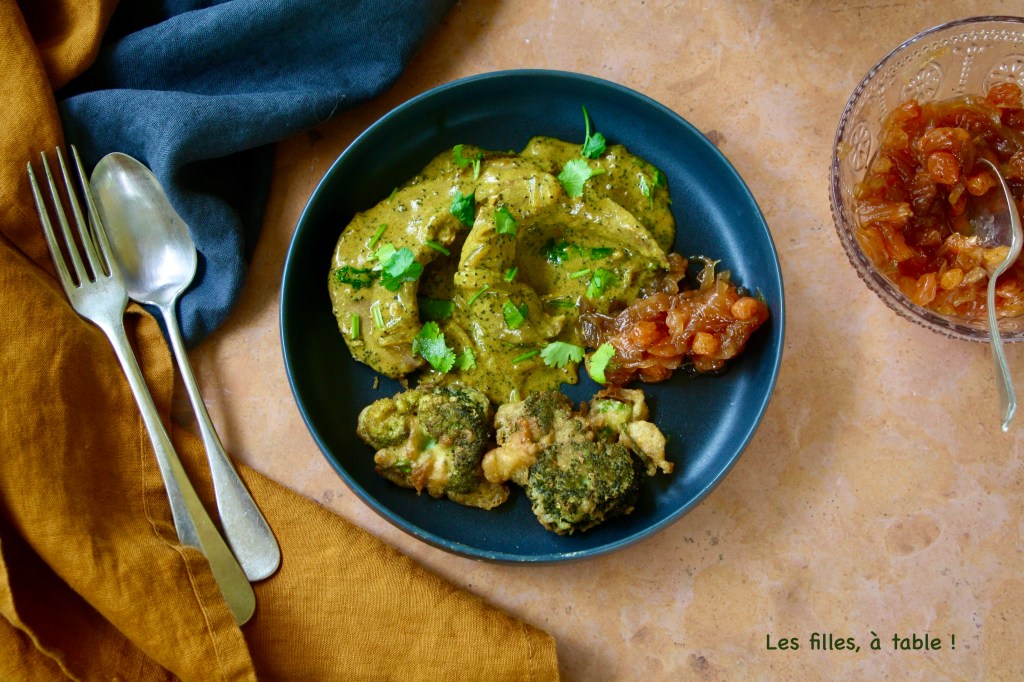 Curry de canard, brocoli et chutney