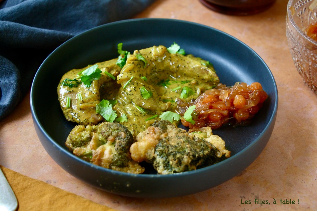 Curry de canard, brocoli et chutney